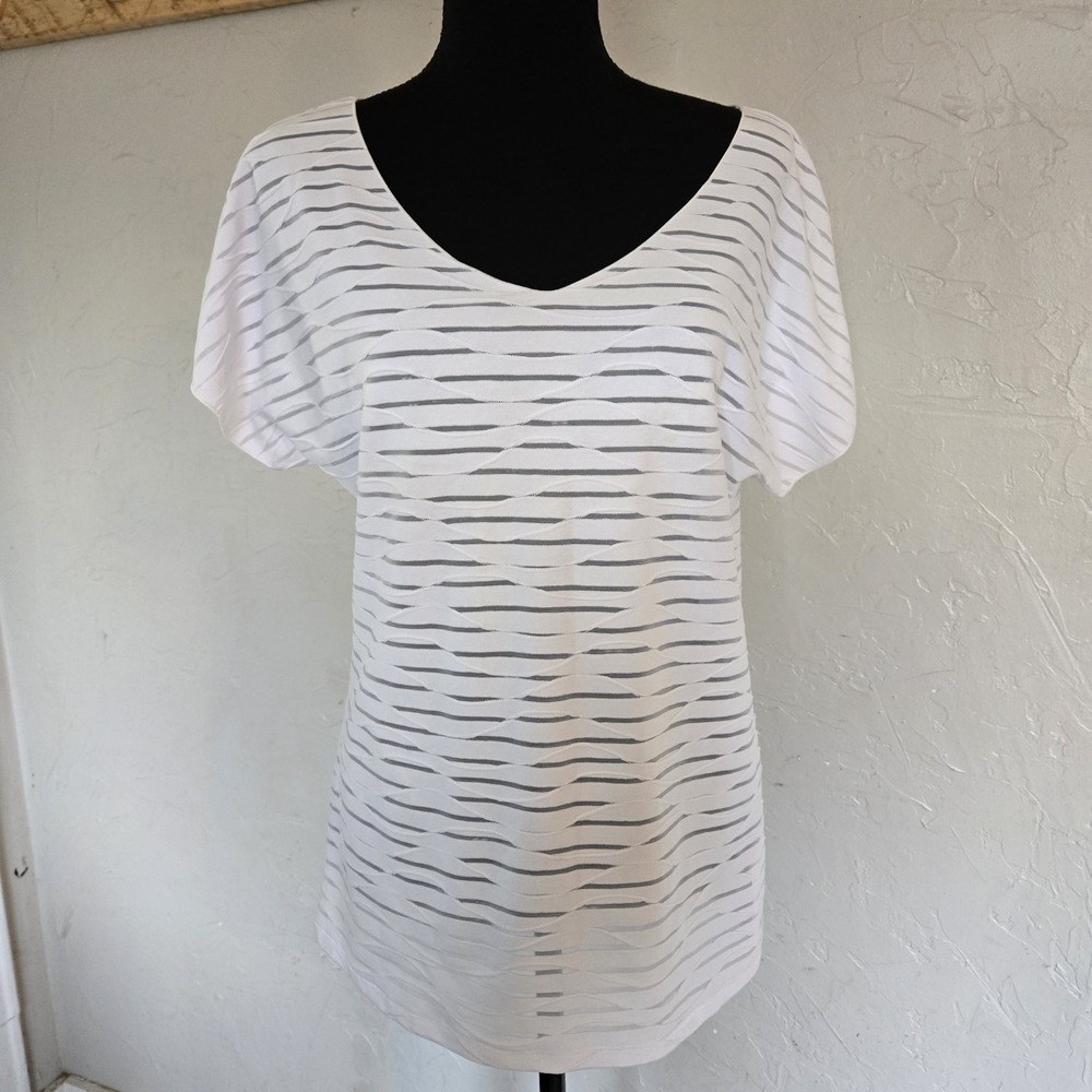 Armani Collezioni Italy Womens Top shirt Size 8 Mesh Striped Y2K